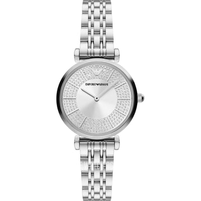 Emporio Armani Gianni T-bar Dames Horloge Zilverkleurig AR11445
