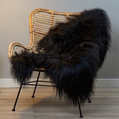 WOOOL Schapenvacht - IJslands Zwart XXL (125x70cm) 100% Echte Schapenvachten - ECO+ Dierenvel