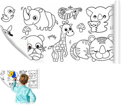 3 meter lange schilderrol voor kinderen met zelfklevend papier, veelzijdige kleurrol en tekenrol voor jongens en meisjes, ideaal als creatief schilderpapier voor jonge kunstenaars