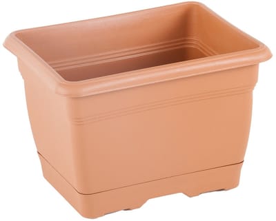 1+1 - Bloembakken - met wateropvang - en vaste waterschaal - terra cotta Balkonbak - 21cm