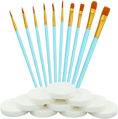 Dailygoods- Make-upsponsjes Set van 10 - Make-upkwasten - Kinderschminken - Lichaamsbeschildering - Acrylverf - Ronde Spons - Schminkset