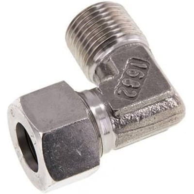R 1/2'' Buitendraad x 15L RVS L-Fitting 90graden 315 Bar DIN 2353 - FL2E-MC-ST-012R-15-L