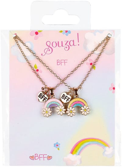 Souza Cadeauset BFF regenboog, 2 kettingen (2 stuks/kaartje, 1 kaartje).