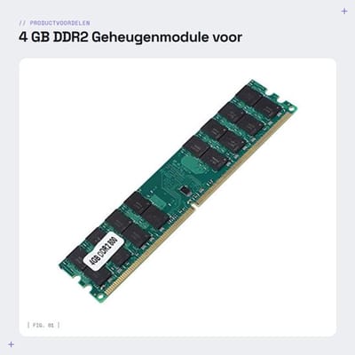 Geheugenmodule 4 GB - DDR2 800 MHz - Hoge capaciteit - Snelle gegevensoverdracht - Compatibel met PC2-6400 - Geschikt voor desktop - RAM