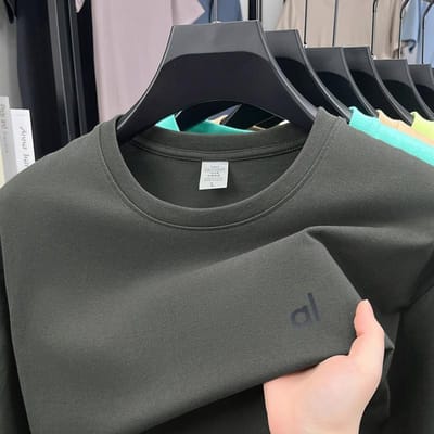 Heren T-shirt met ronde hals en korte mouwen van katoen, effen kleur, met letterprint, casual en veelzijdig, sportief. XXL black