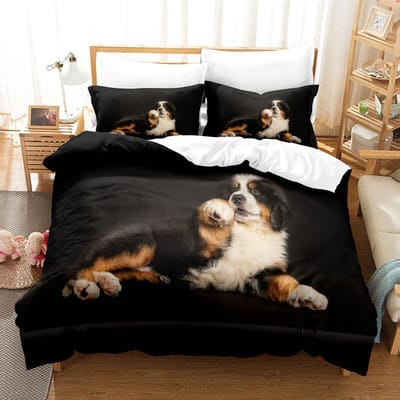 3D Print Grappige Honden Beddengoed Set Hond Dekbedovertrek Set Dubbel King Queen Eenpersoons Schattig Dieren Design Aangepast Beddengoed EU Twin 135x200cm