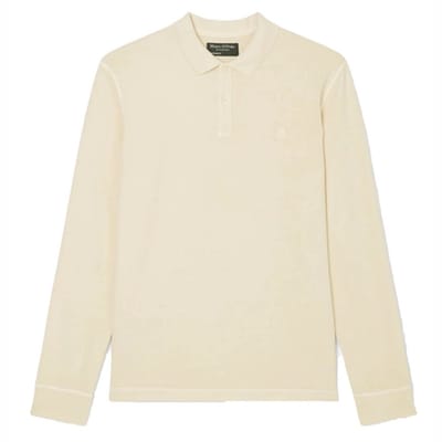 Marc O'Polo regular fit polo lange mouw - heren poloshirt - wit - Maat: S