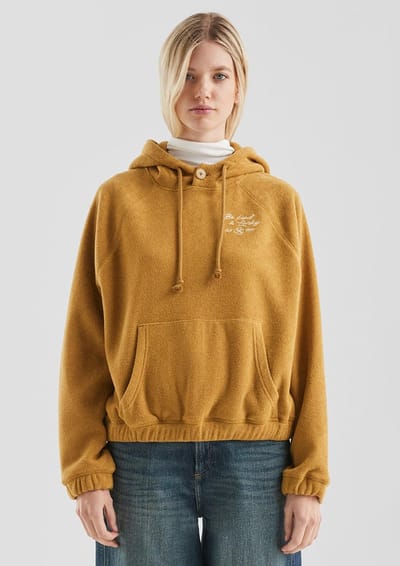 Dames polar fleece hoodie met trendy borduursel QS