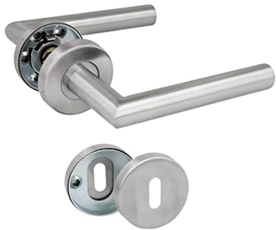 Deurkruks met Rozet voor Deuren | 136 x Ø19 mm | Elegant Design | Roestvrij Staal | Mat Zilver
