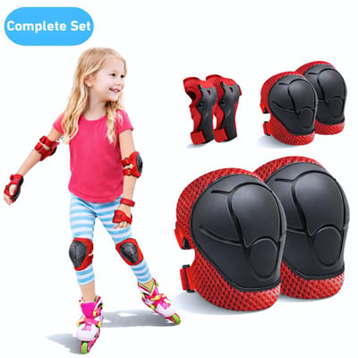 Hunta® Skate Beschermset Kinderen - Beschermers Skeelers & Skates - Valbescherming met Kniebeschermers, Polsbeschermers en Elleboogbeschermers - Verstelbare Skeeler Bescherming - Skateboard & Rolschaatsen - Skeeleren en Skaten voor Kind - Rood
