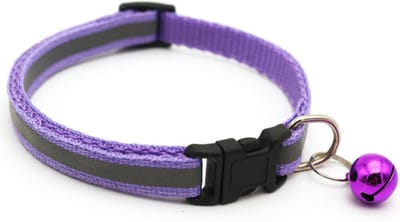 Kattenhalsband met belletje - Reflecterend - Verstelbaar - 19 / 32 cm - Kattenbandje - Halsband kat - Cat - Kitten - Katten halsband - Paars
