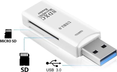 SD Kaart lezer & Micro-SD kaart lezer (2-in-1) - USB 3.0 - Wit - Micro SDHC - Geschikt voor Apple, Windows & TV - SD Reader - TF kaart