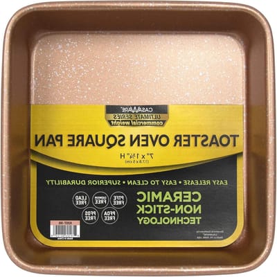 Broodrooster Ovenpan - Vierkante Bakvorm - Bakken en Koken - Keramische Antiaanbaklaag - 7 Inch Vierkant - Rose Goud Graniet