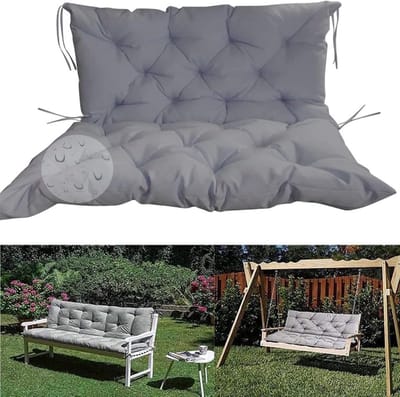 Bankkussen Waterdicht - Zitkussen Buiten - Buiten Ontspannen - Antislip Riemen - 100 x 100 cm - Grijs