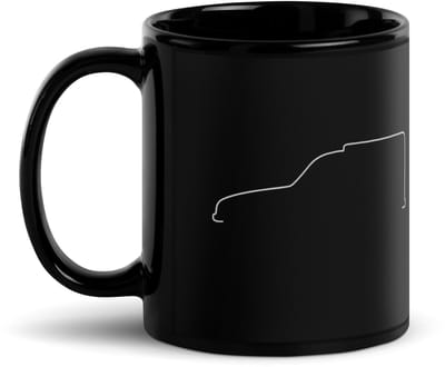 De2pktjes - Zwarte Keramische Mok – Silhouette Collectie “Citroën Acadiane Lijnkunst”