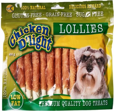 400 Gram Light Kip Lollies Low Fat Chicken D'light Kipsticks Hondensnack Hond Kauwsnack Graanvrij