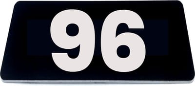 Nummerplaatje 96 - 80 x 50 x 1,6 mm - Zwart/wit - incl. 3M-tape | Nummerbordje - Deur en kamernummer - brievenbusnummers - Gratis verzending - 5 jaar garantie
