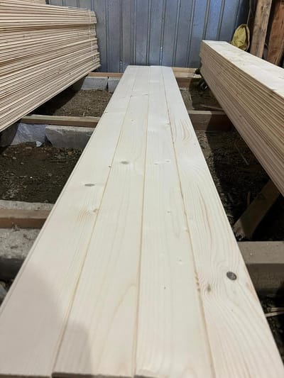 Gevelplanken Profielhout - Dakrand Lambrisering - Tuinhuis Bekleden - Sparrenhout Onbehandeld - 11 x 96 x 2000 mm - Lichtbruin