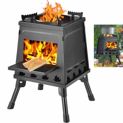 Meedeer Outdoor Houtkachel-Draagbaar Houtkachelfornuis-houtkachel buiten-Survival Firewood Stove-Stove-Kooktoestel voor camping-Campinggrill-Roestvrij staal-Zwart