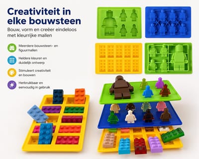 Brick robot siliconen ijsbakvormset - 3 delig