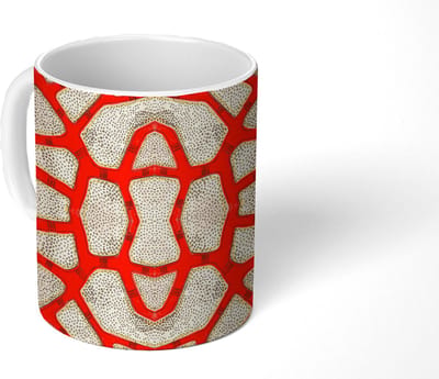 Mok - Koffiemok - Koraal - Rood - Wit - Design - Mokken - 350 ML - Beker - Koffiemokken - Theemok