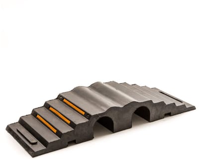 Rubbermagazijn - Slangenbrug - 2 kanalen - Zwart-Geel - LxBxH=305x860x125mm - Kabelbeschermer - Veilige verwerking van kabels - Kabelgoot