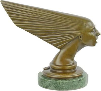 Bronzen beeld - Auto mascotte Spirit of the Wind - Art Deco sculptuur - 17,2 cm hoog