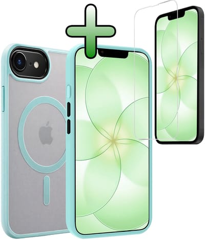 Hoesje Met Screenprotector - Geschikt voor Apple iPhone 17e - Magsafe Compatible - Sterk & Shockproof - Back Cover - Shock Proof Case - Telefoon Hoes - Lichtblauw