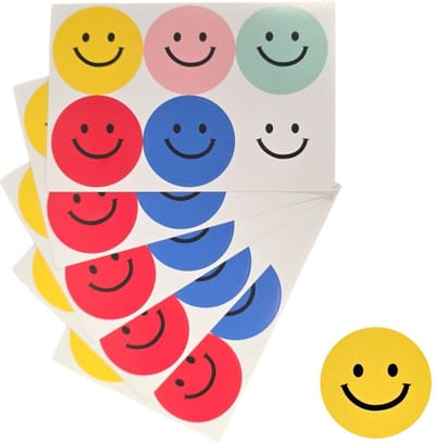 60x Thank You Stickers Op Vel - 40mm - Thank You Smiley Emoji - Sluitsticker - Sluitzegel - Cadeau Sticker - Mix - 60 Stuks