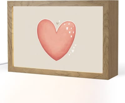 Nachtlampje 30x20 cm - Kinder lampje - Rood - Hart - Beige - Tafellamp kinderkamer - Slaapkamer lamp - Bedlamp kinderen - Kinderlampje stopcontact - Wandlamp babykamer - Nachtlampjes
