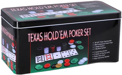 Pokerset in blik, 200-delig