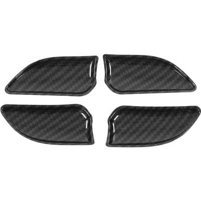4 pièces Style Fibre de Carbone Couvercle de Bol de Poignée de Porte Intérieure Garniture de Bol de Porte Intérieure Remplacement pour Série 3 E46 1998‑2004 black