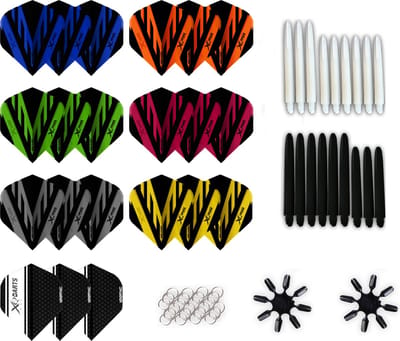 XQMax Dart Flights en Dart Shafts - Multipack - 29 Sets - 87 Stuks - Veerringetjes - Extra Stevig - Darts Flights - Darts Shafts - Cadeau