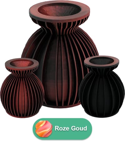 Elin moderne vaas – Decoratieve vaas - Roze / Goud - 3d geprinte vaas – geschikt voor droogbloemen - 20CM