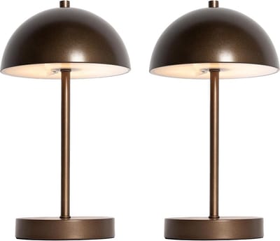 QAZQA keira - Moderne Dimbare LED Draadloze Oplaadbare Tafellamp USB met Dimmer - 2 stuks - H 29.3 cm - Brons - Buitenverlichting