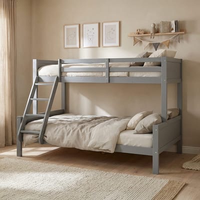 Homestyle4u Stapelbed - Kinder - 90x200 en 140x200 cm - Kinderbed - met lattenbodem - grijs