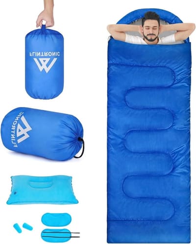 Slaapzak voor camping en outdoor, lichtgewicht dekenmodel, compact formaat, geschikt voor rugzakreizen, wandelen en vakanties, 210 x 75 cm.