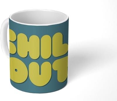 Mok - Koffiemok - Chill out - Geel - Blauw - Mokken - 350 ML - Beker - Koffiemokken - Theemok