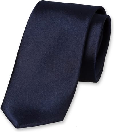 E.L. Cravatte Smalle Stropdas - Donkerblauw - 100% Satijnzijde