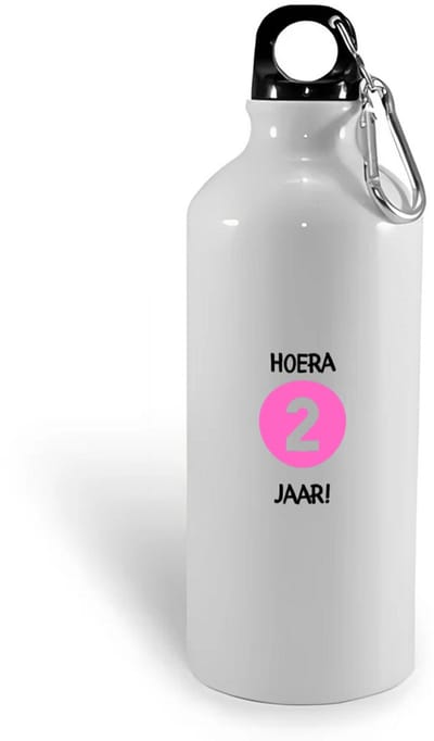 Hacebo® - Hoera 2 jaar waterfles - Verjaardag - Jarigen - Verjaardagscadeau - peuter - Happy birthday - water fles - 400ML