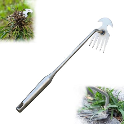 Onkruidsteker Tuin - Handig Gereedschap - Onkruid Verwijderen - Roestvrij Staal - 47.5 cm Lengte - Zilver