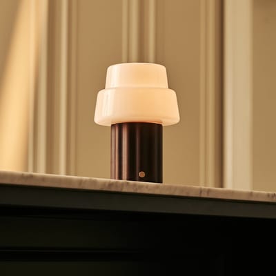 Tavellio Laurent Oplaadbare Tafellamp – H20 – Hout en Glas – Lichtbruin