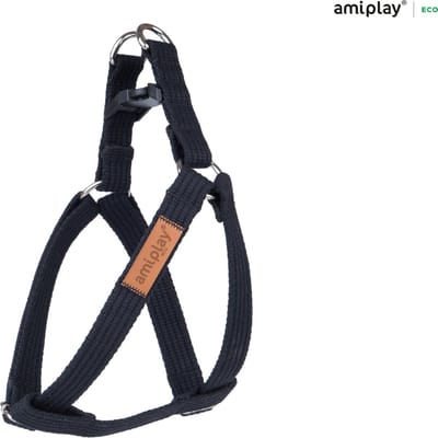 Amiplay Harnas verstelbaar Cotton zwart maat-S / 20-35x1,5cm