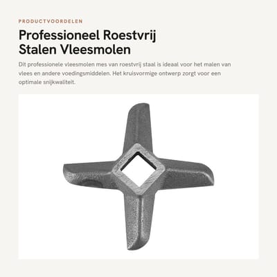 Dailygoods- Gehaktmolen Mes Professioneel - Vleesmolen Mes - Kruisvormig Ontwerp - Roestvrij Staal - Reserveonderdeel - Geschikt voor Slijpmachines