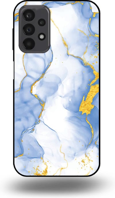 Smartphonica Telefoonhoesje Geschikt voor Samsung Galaxy A23 5G met Lichtblauw Goud Marmer Opdruk - TPU Backcover Case Lightblue Gold Marble Design geschikt voor Samsung Galaxy A23 5G