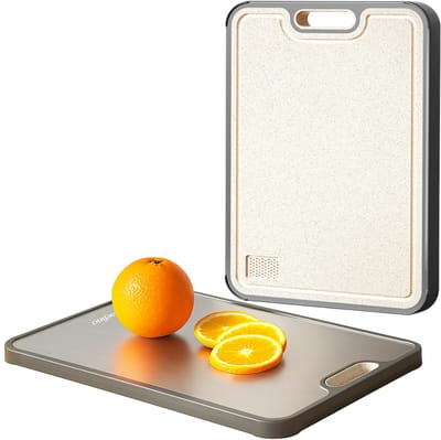 Dubbelzijdige Snijplank Titanium Gestabiliseerd Roestvrij Staal - 38 x 26 cm - Hygiënisch, Duurzaam & Onmisbaar in Elke Keuken
