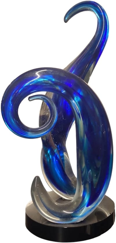 Two of us - Glas - Glassculptuur - Groen/Oranje/Blauw - 18x33x14 cm - Kristalglas