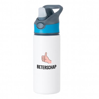 Hacebo® - Beterschap duimpje omhoog waterfles met rietje blauw - Beterschap - iemand die ziek is of iets gebroken heeft - ziek - koorts - snel beter worden - cadeau - beterschap cadeau - kado - gift - geschenk - water fles - 650ML