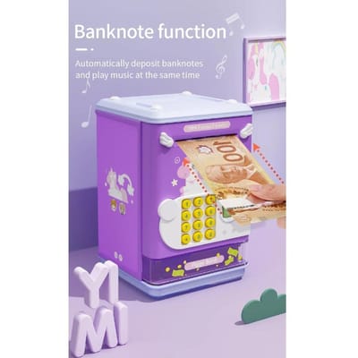 Spaarvarken Speelgoed Elektronische Mini ATM Spaarmachine met Persoonlijk Wachtwoord & Vingerafdrukontgrendeling Simulatie - Muziekdoos met Zo gray