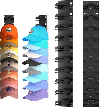 Hoedenhouder 2-Pack – Voor 10 Hoeden – Wand- & Deurmontage – Horizontale & Verticale Ophanging – Ruimtebesparend & Stevig